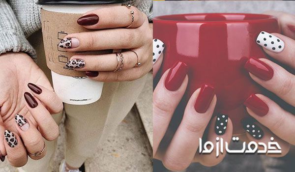 ژلیش ناخن پاییزی رنگ های قرمز و قهوه ای