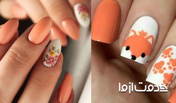 مدل ژلیش ناخن پاییزی رنگ گلبهی برای فصل پاییز