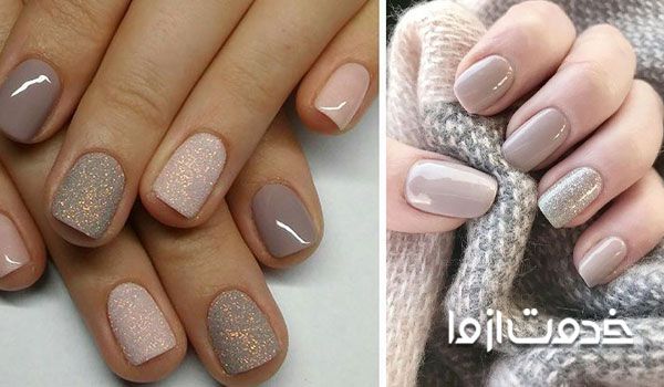 لاک دو رنگ ناخن مات و براق و اکلیلی