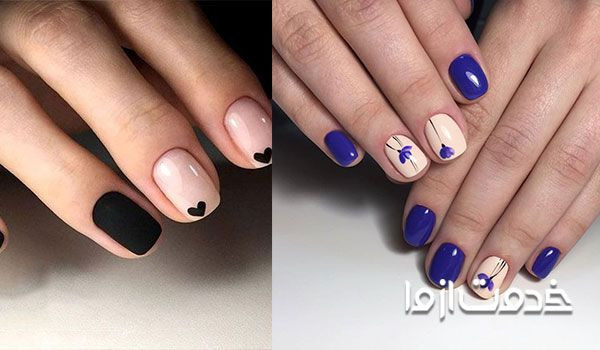 طراحی لاک ناخن با دو رنگ متضاد