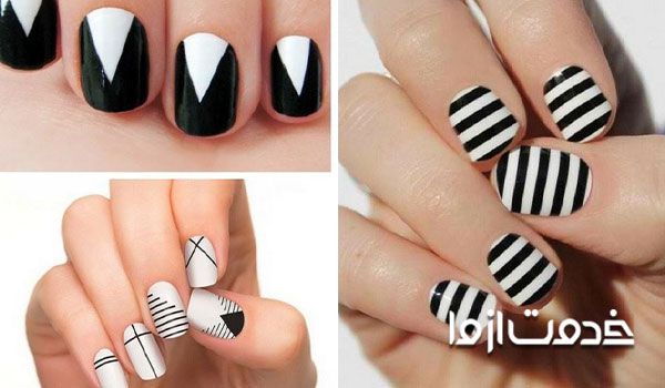 لاک  دو رنگ متضاد سفید و سیاه 