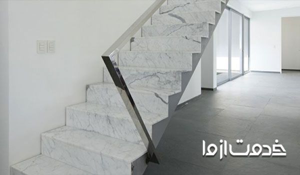 سنگ کاری دیوار راه پله