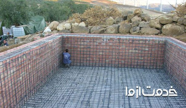 آرماتور بندی استخر برای کف و بدنه 