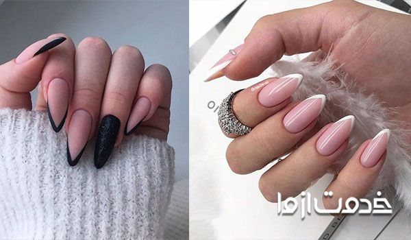 مدل ناخن فرنچ تیز 