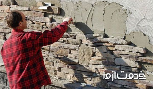 چسباندن سنگ آنتیک روی گچ
