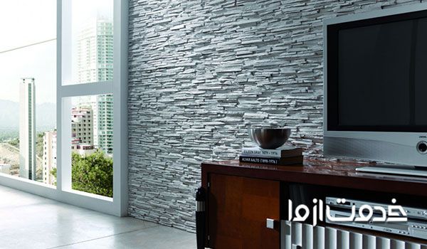 نمای پشت ال سی دی با سنگ انتیک