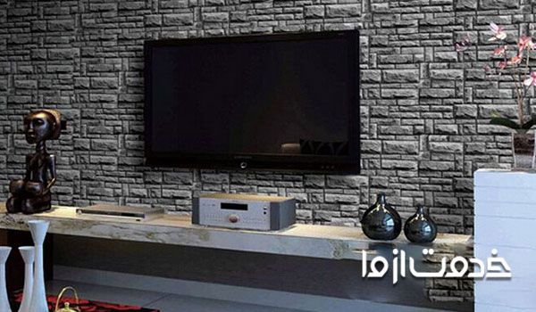 عکس سنگ انتیک پشت تلویزیون