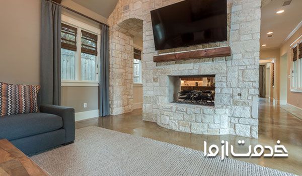 طرح سنگ آنتیک پشت تلویزیون