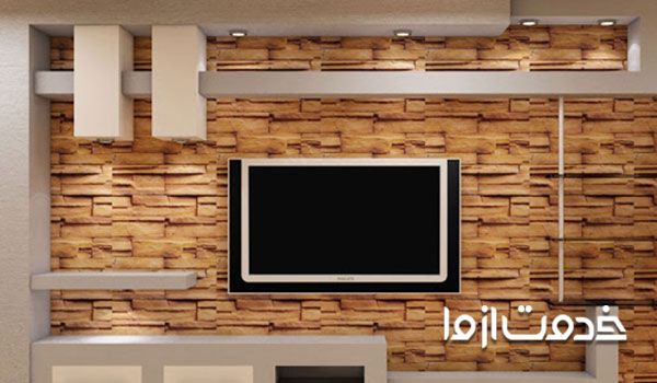 دکوراسیون پشت تلویزیون با سنگ انتیک