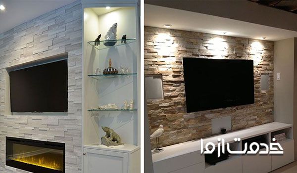 سنگ آنتیک طبیعی برای نمای پشت تلویزیون