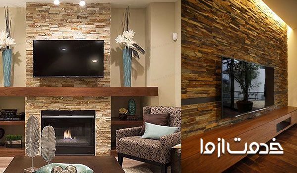 میز تلویزیون دیواری با سنگ آنتیک