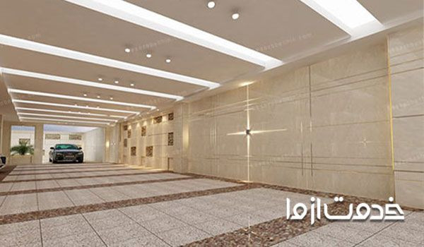 طراحی سنگ دیوار پارکینگ