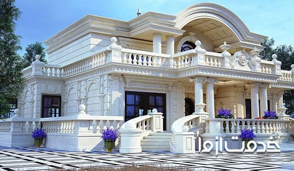 نمای سنگ رومی ساختمان ویلایی