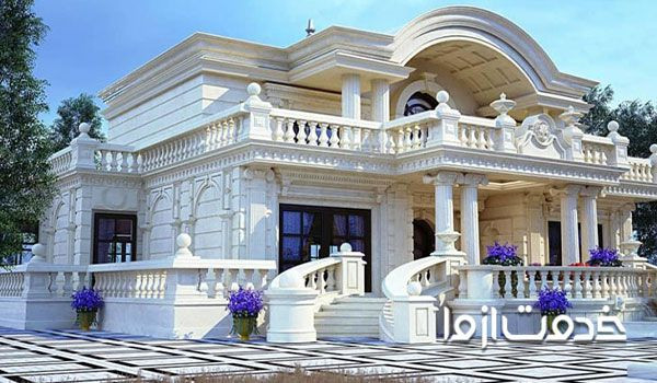 نمای سنگ رومی ساختمان ویلایی