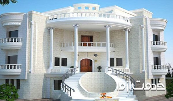 نمای سنگ رومی ساختمان ویلایی