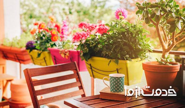 استفاده از تراس در چیدمان گل در خانه