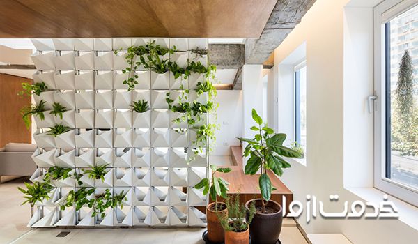 تزیین منزل با گل طبیعی بوسیله دیوار تقسیم کننده