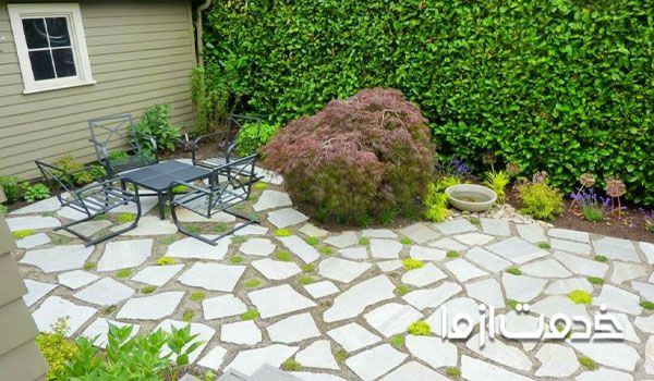 سنگ تیشه ای کف حیاط