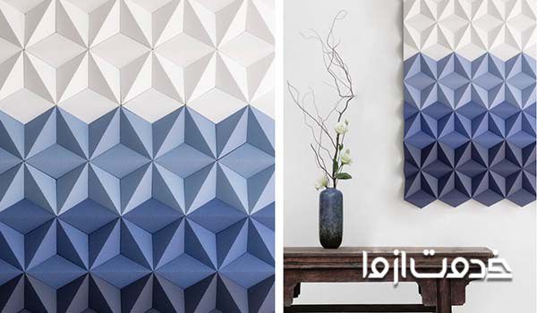 تزیین دیوار با کاغذ رنگی به صورت اوریگامی