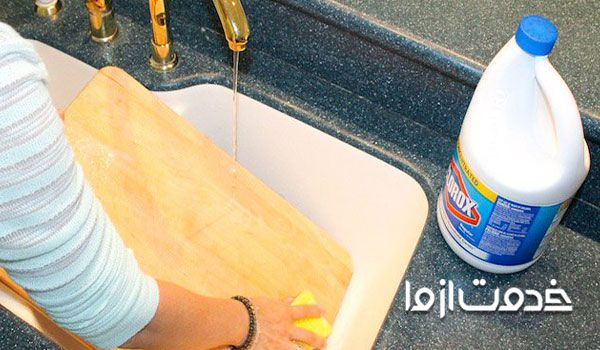 ضدعفونی تخت برش با سفید کننده کلر دار