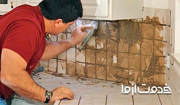 طریقه نصب کاشی بین کابینتی