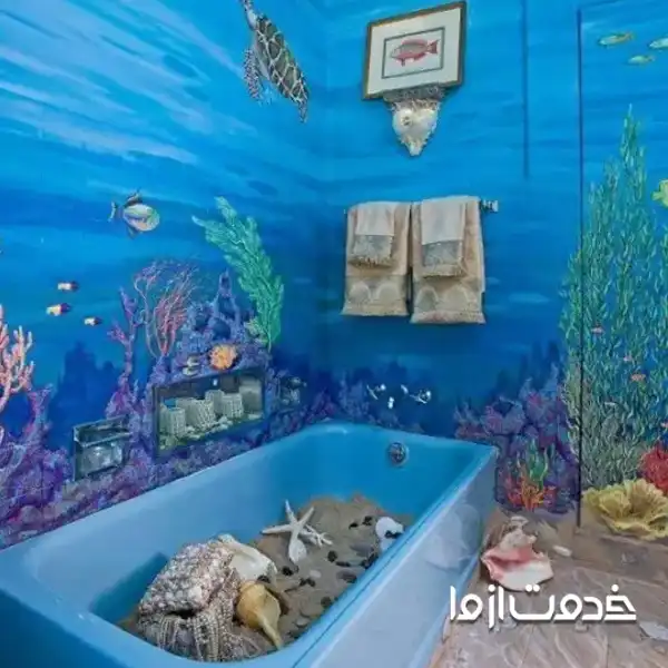 کاشی آبی طرح جدید کاشی حمام