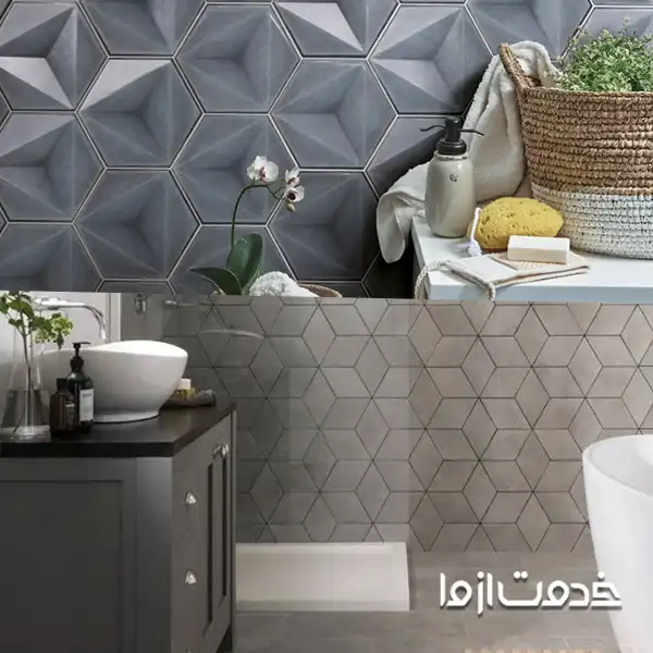 کاشی‌های نقره‌ای متالیک با الگوهای هندسی