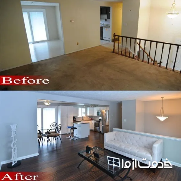 قبل و بعد بازسازی آپارتمان به سبک مدرن
