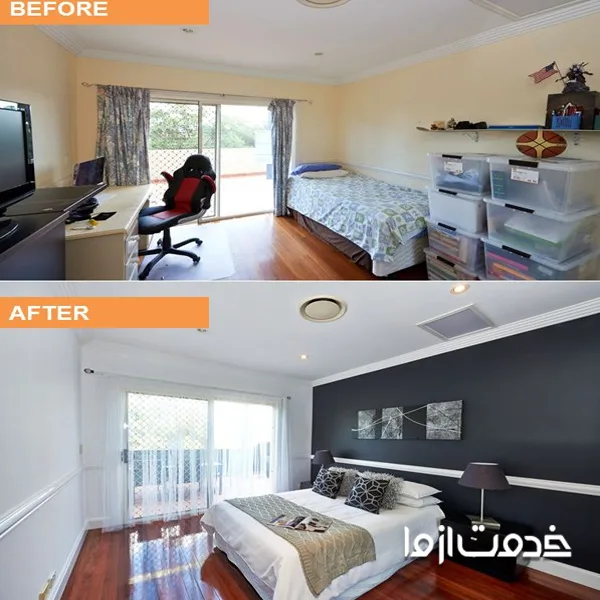 بازسازی اتاق خواب مدرن قبل و بعد