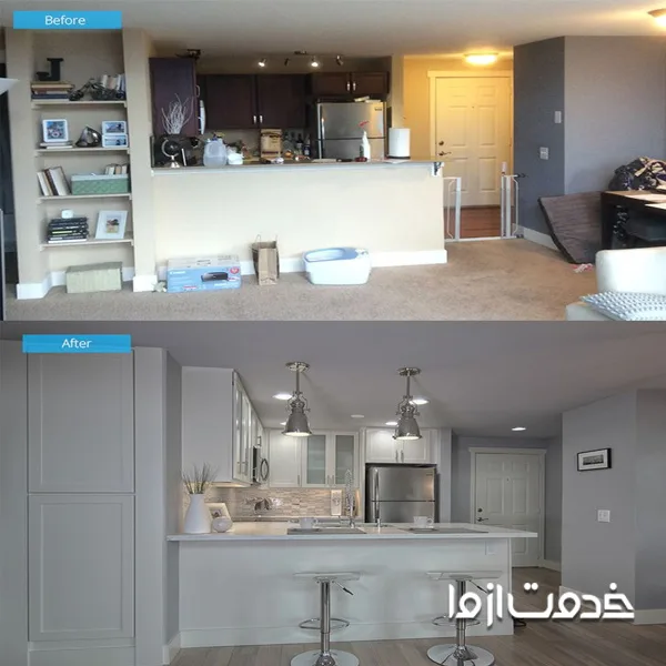 بازسازی اتاق و آشپزخانه کوچک