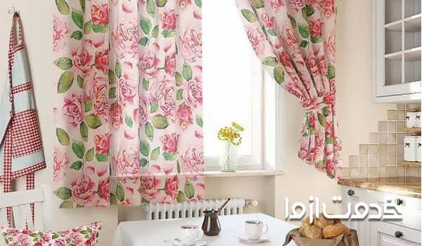 پرده آشپزخانه گل گلی