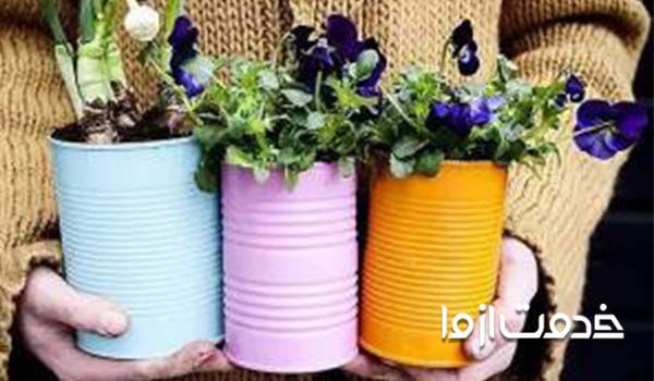 گلدان با وسایل بازیافتی