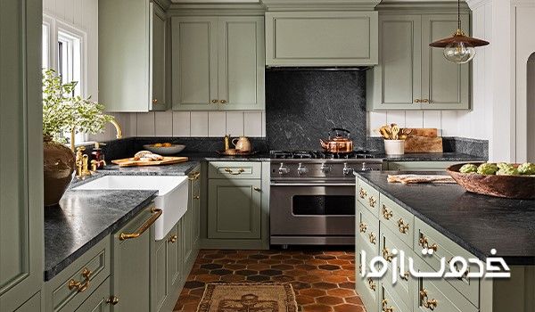 کابینت با رنگ سبز