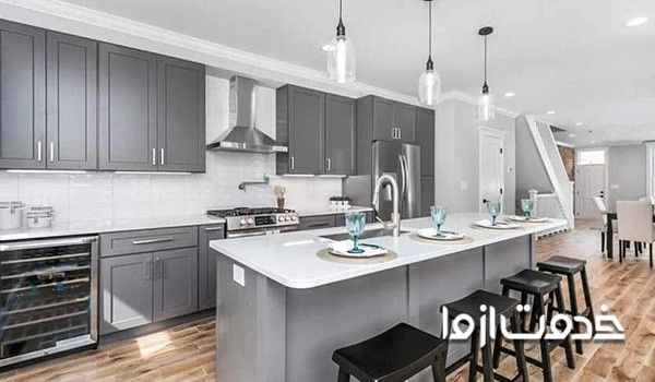 طراحی کابینت با رنگ طوسی