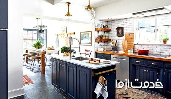 طراحی کابینت با رنگ آبی