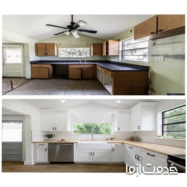 قبل و بعد از بازسازی آشپزخانه 