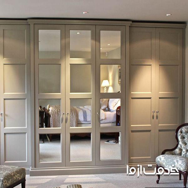 کمد دیواری آینه دار چوبی