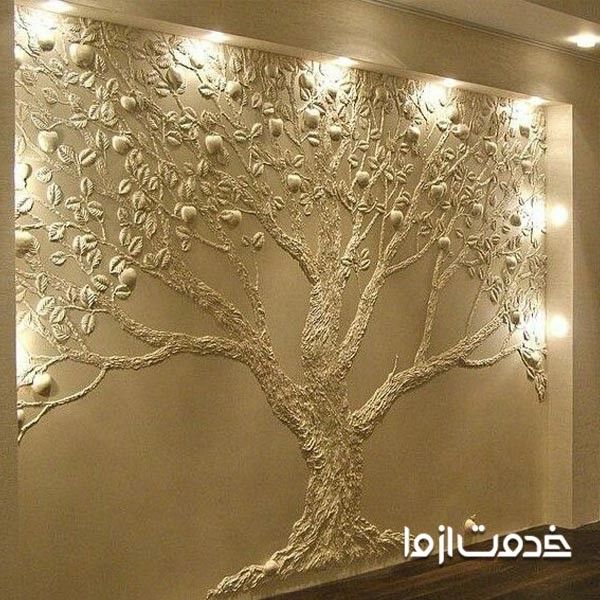 طرح گچبری مدرن زمینه ای بر روی دیوار