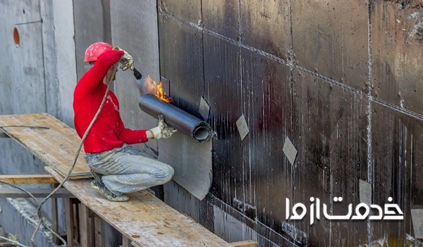 مراحل نصب ایزوگام روی دیوار با داربست