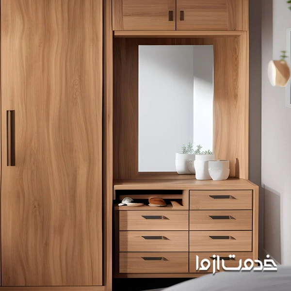کمد دیواری چوبی با آینه
