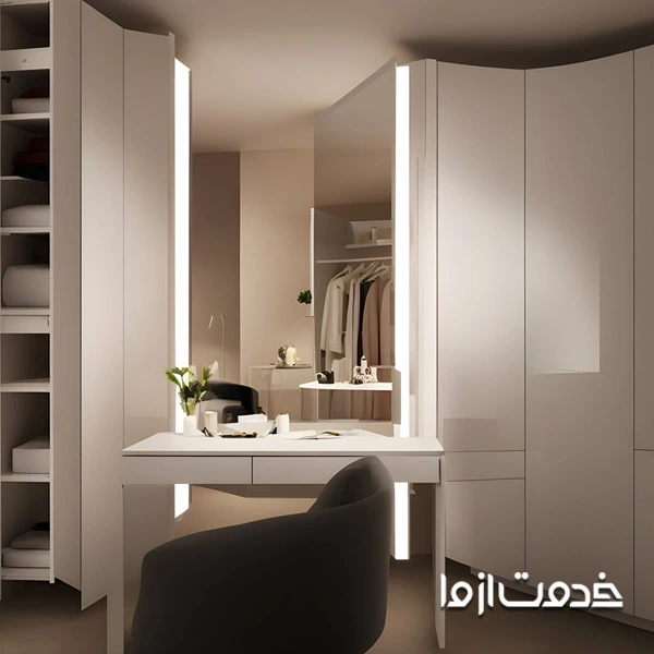 کمد لباس هوشمند با چراغ و آینه