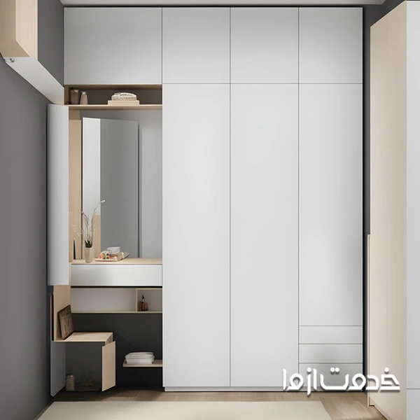 کمد دیواری بلند با میز آرایش 