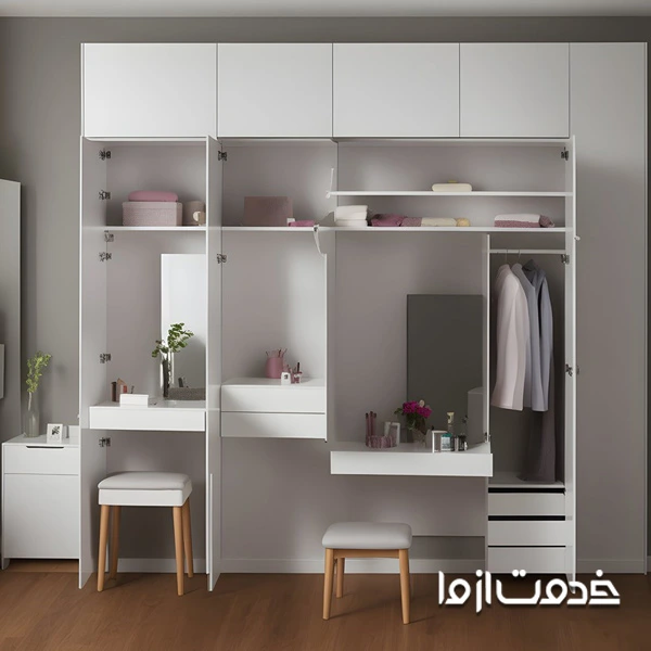 کمد شلف دار با میز آرایش 