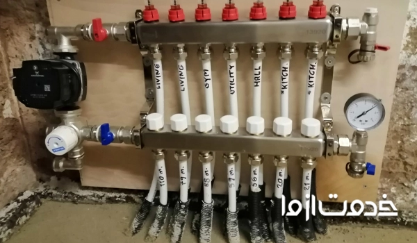 نصب کلکتور سیستم گرمایش از کف با پکیج