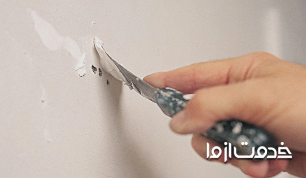 پر کردن جای میخ با بتونه