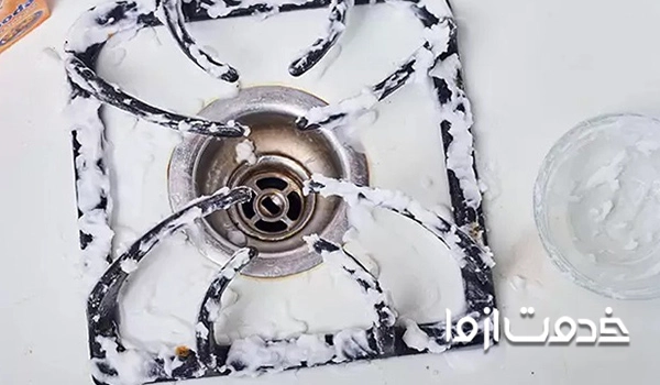 تميز كردن چدن گاز با سرکه و جوش شیرین