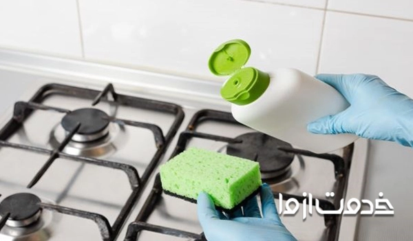 شستن چدن گاز با جرم گیر