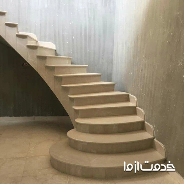 تراش دادن سنگ ها و ساخت پله گرد