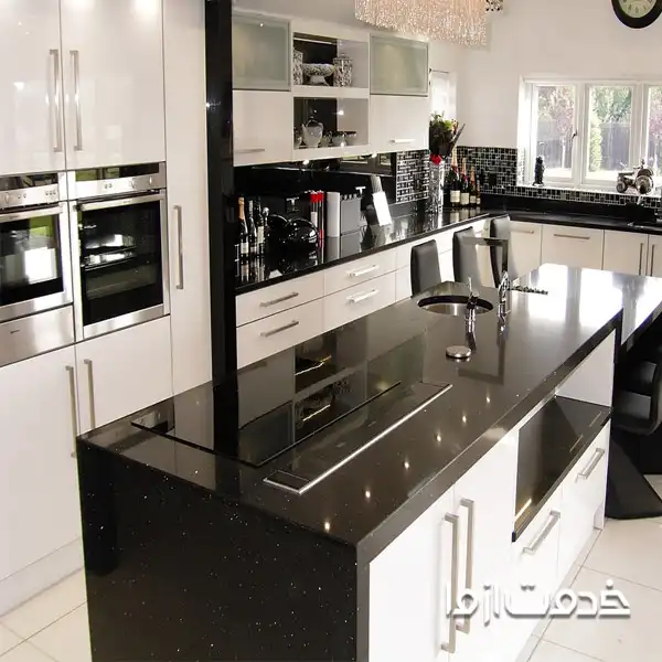 کابینت هایگلاس سفید مشکی