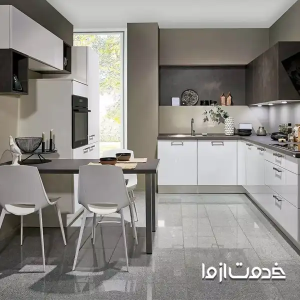 کابینت هایگلاس سفید طوسی